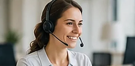 Customer service adviser wearing a headset